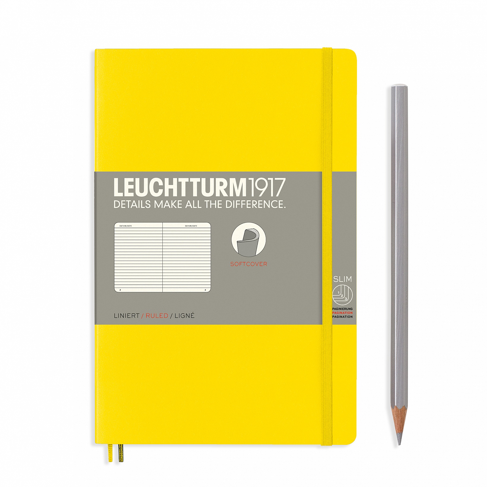 - 123 Numbered Pages Pocket A6 Dotted Softcover Notebook Lemon LEUCHTTURM1917 