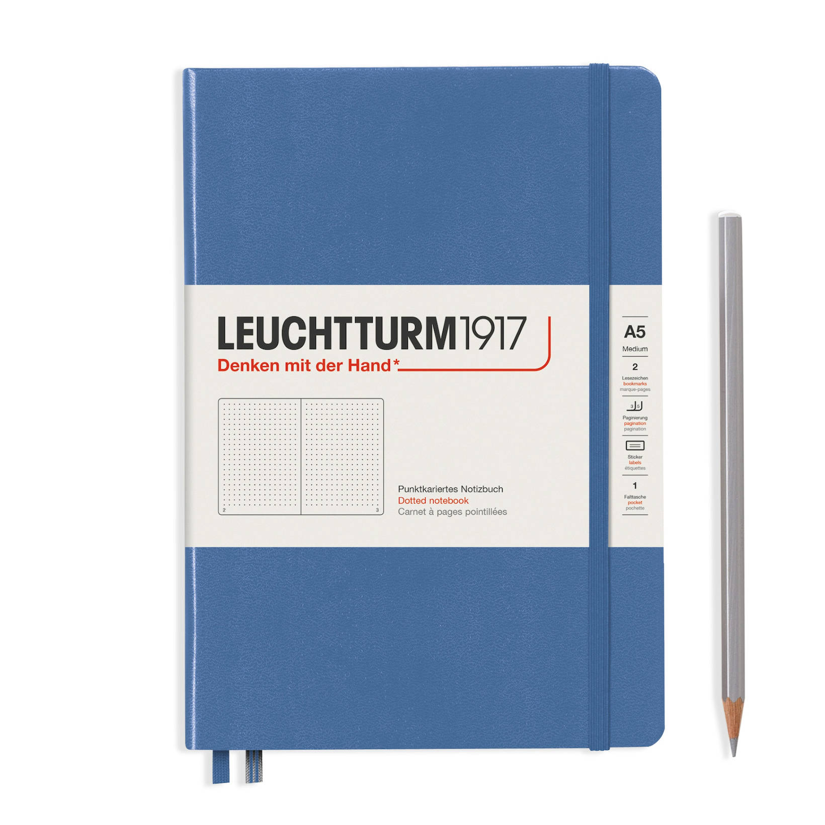- 251 Numbered Pages Stone Blue LEUCHTTURM1917 Rising Colors Special Edition Medium A5 Dotted Hardcover Notebook