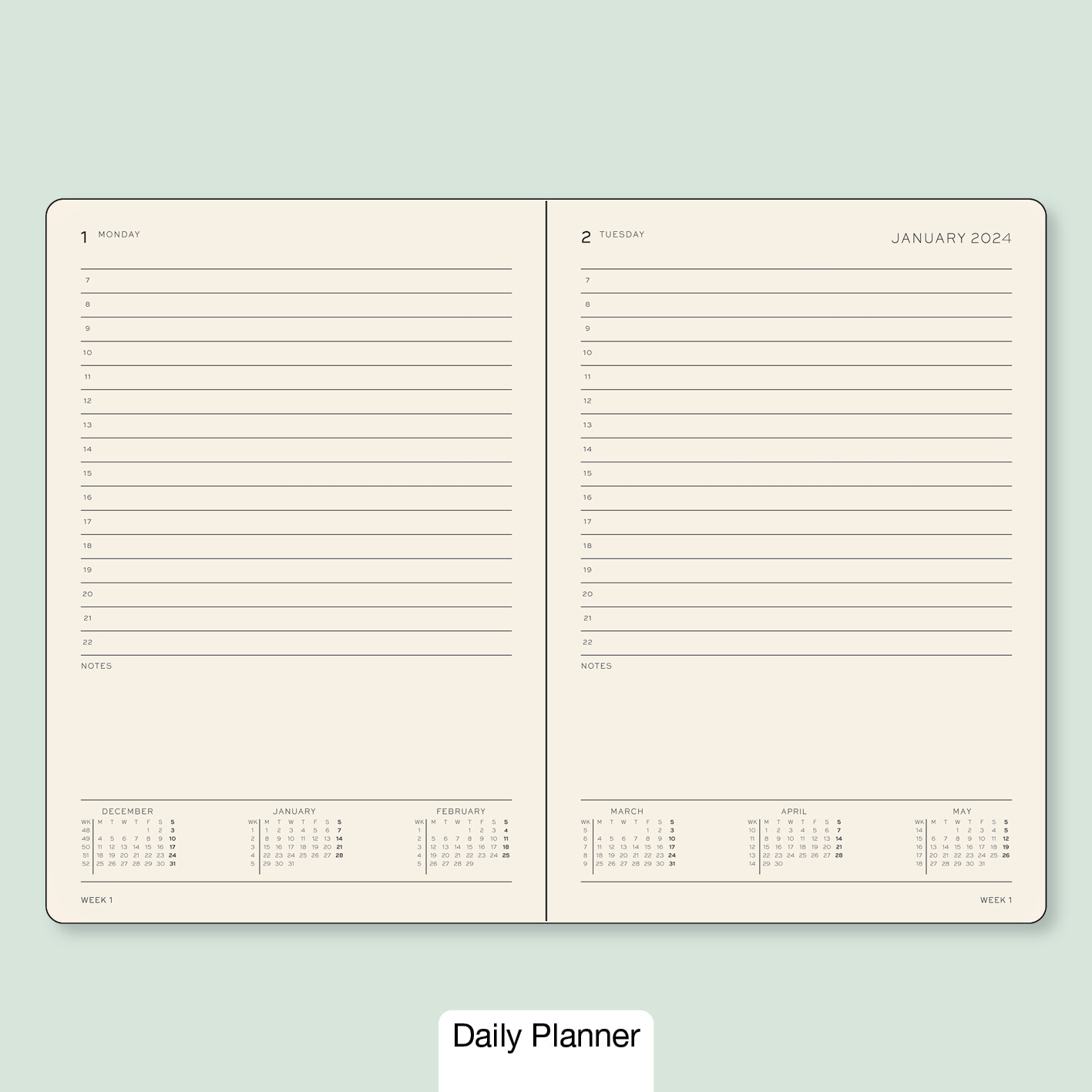 Daily Planner Medium (A5) 2024, Black - LEUCHTTURM1917, notebooks, bullet  journals