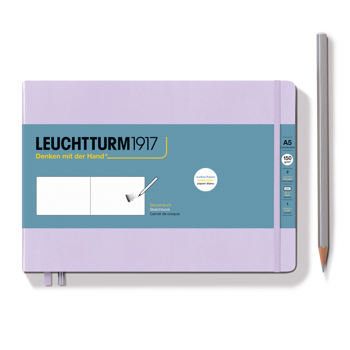 LEUCHTTURM1917 368168 Some lines a day, 5-jaars boek medium (A5), Lilac