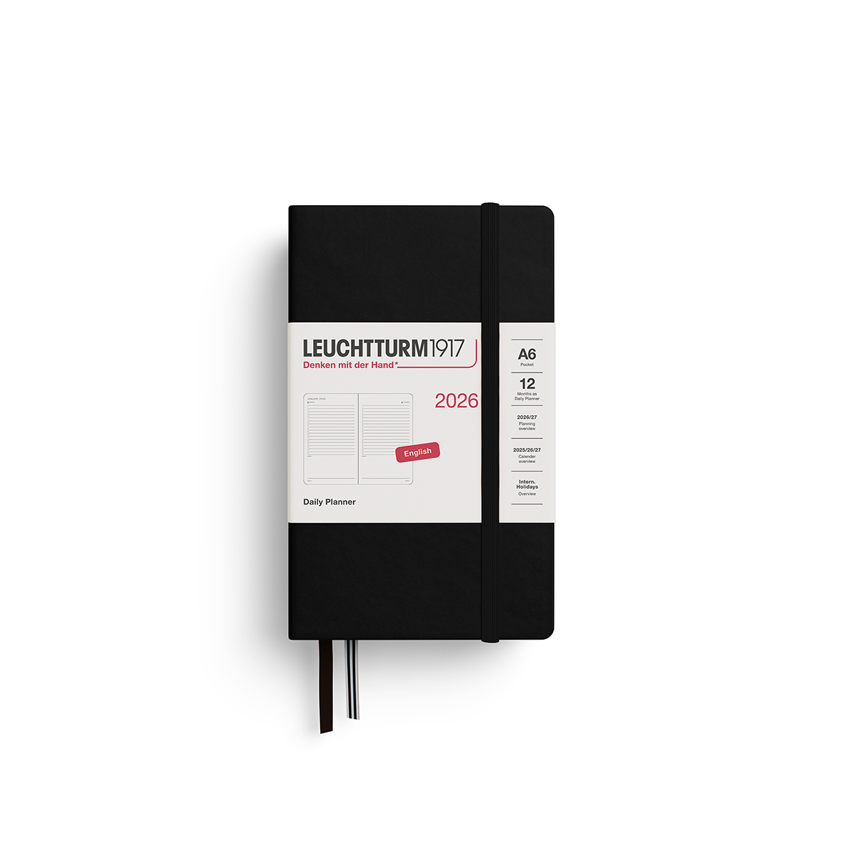 LEUCHTTUR1917 370801 Agenda diaria Pocket (A6) 2025, Port Red, Inglés